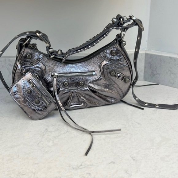 NWT BALENCIAGA Metallic Le Cagole Small Shoulder Bag - Picture 1 of 13